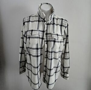 Eddie Bauer Black and White Plaid Shacket  Shirt Jacket